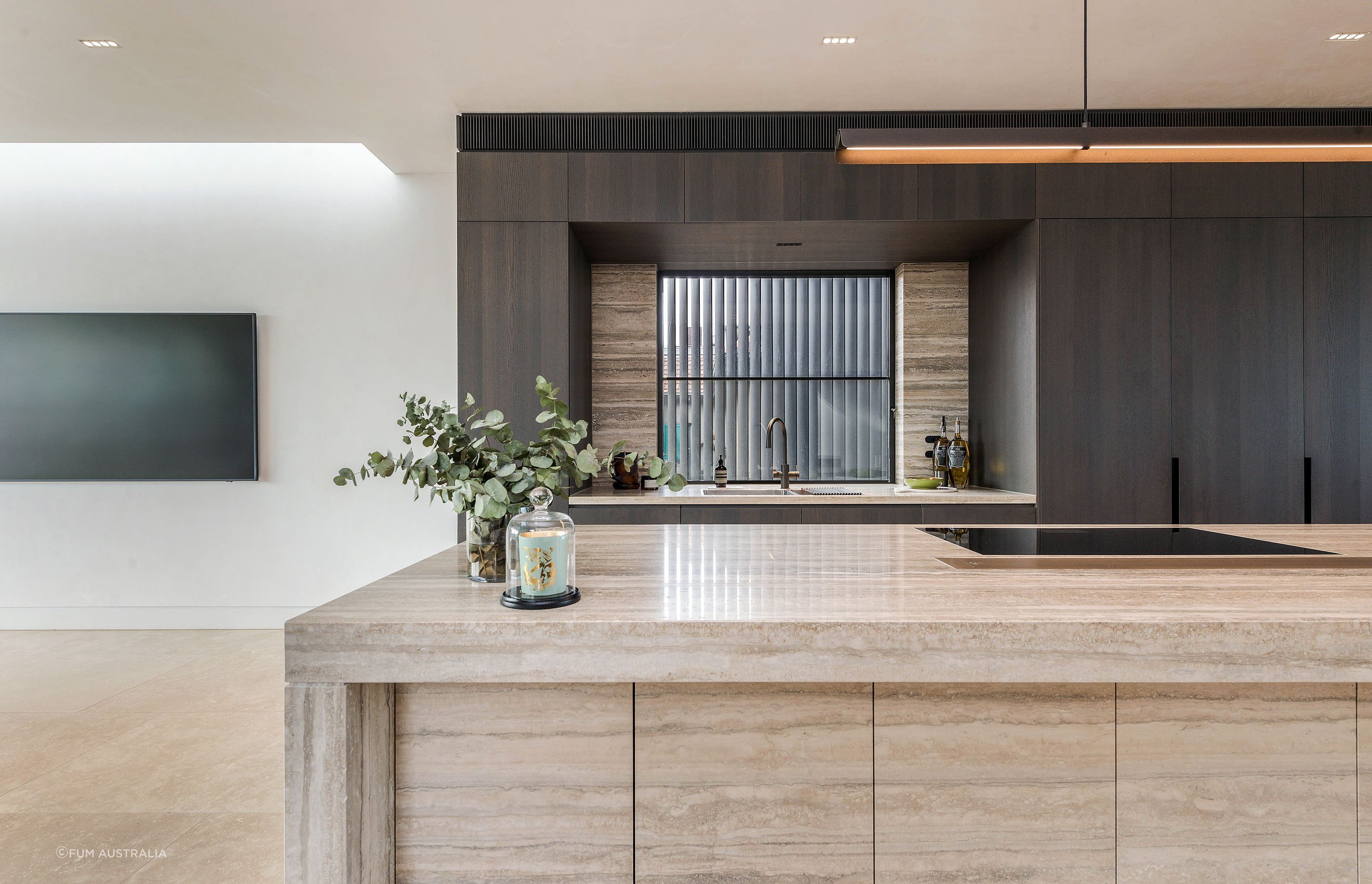 Navona Travertine features in the kitchen.