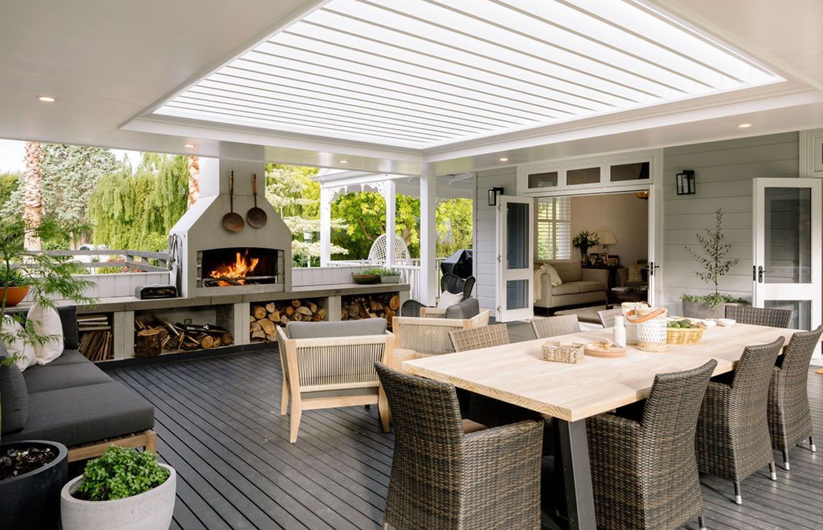 Louvres help make an outdoor space feel more like a 'room'.
