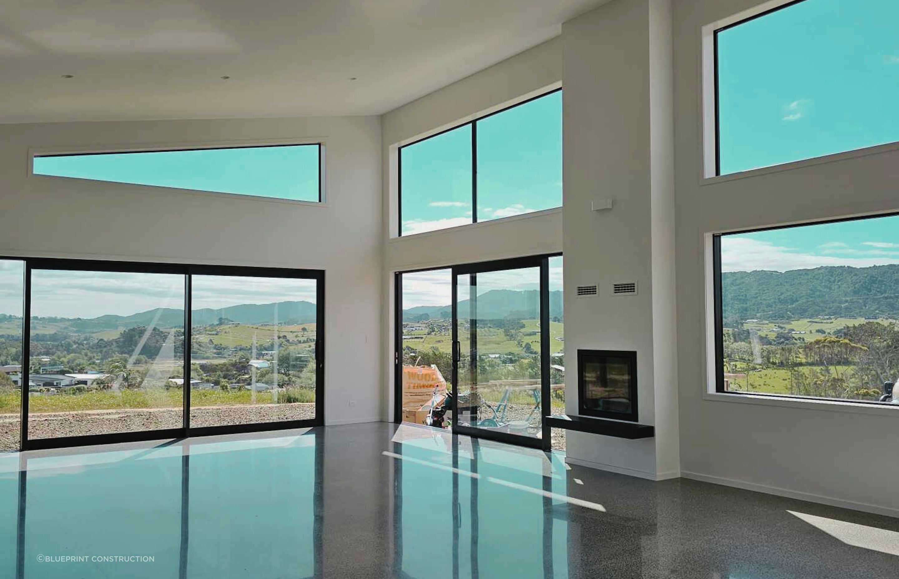 Extensive glazing captures the beautiful outlook.