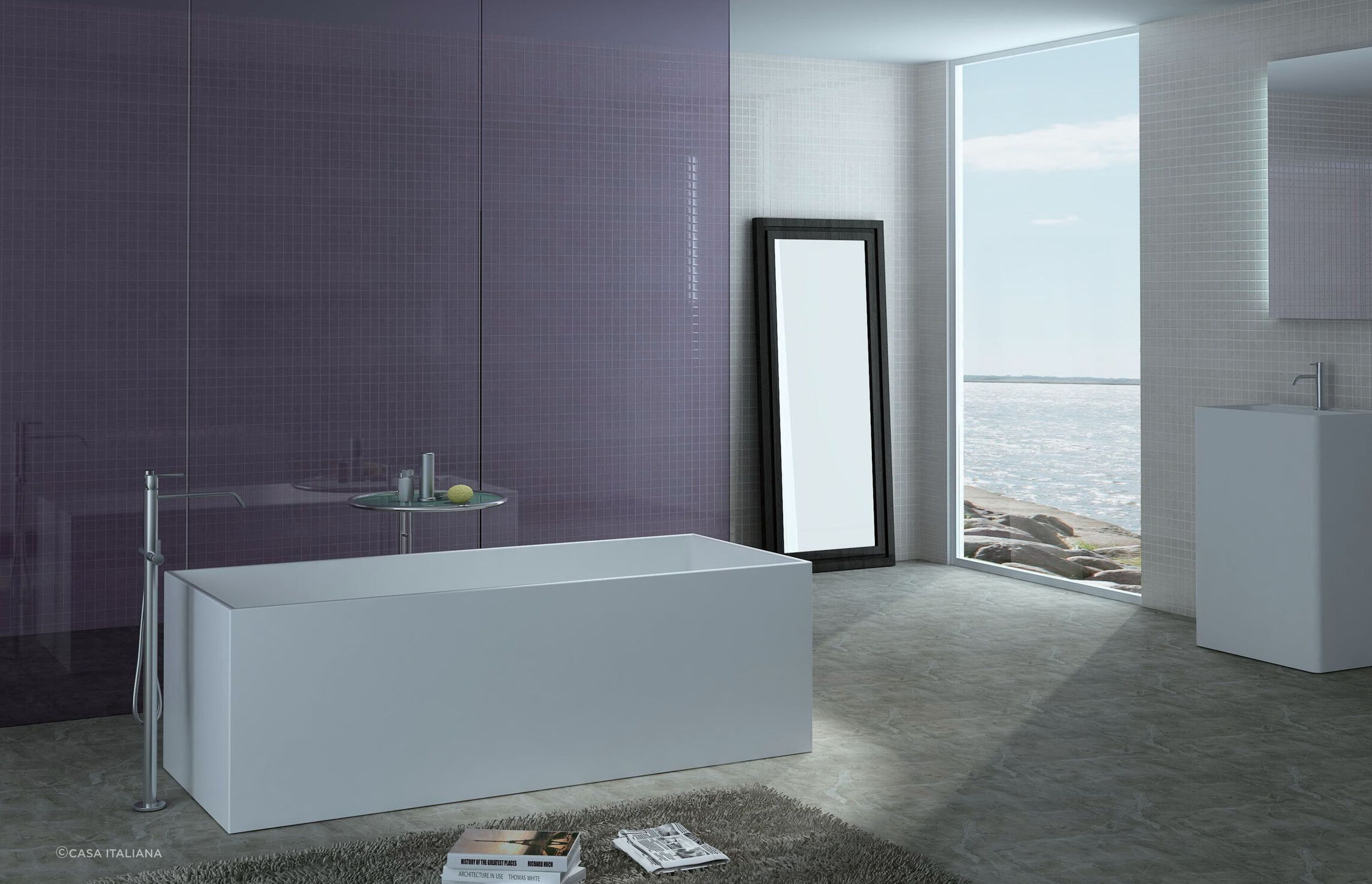 Options like the Cube Composite Stone Bathtub bring a distinctive aesthetic quality that few can match
