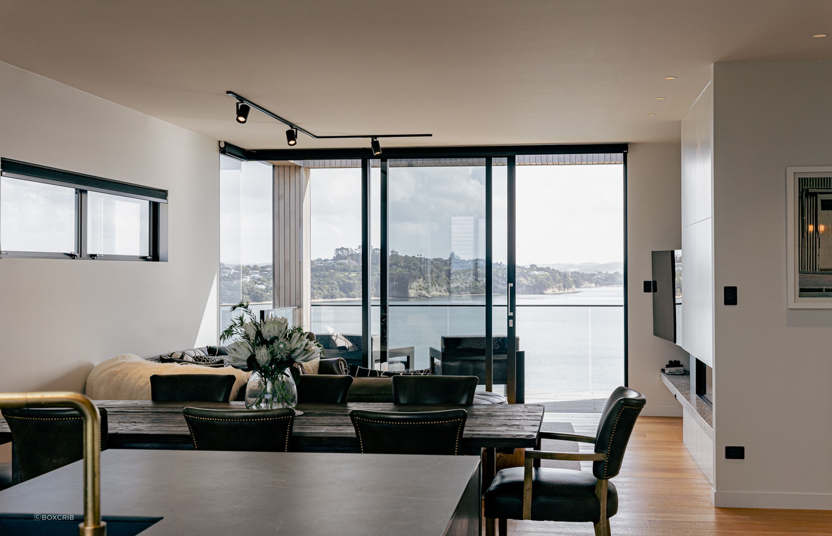 The main living space has floor-to-ceiling windows to make the most of the vista.