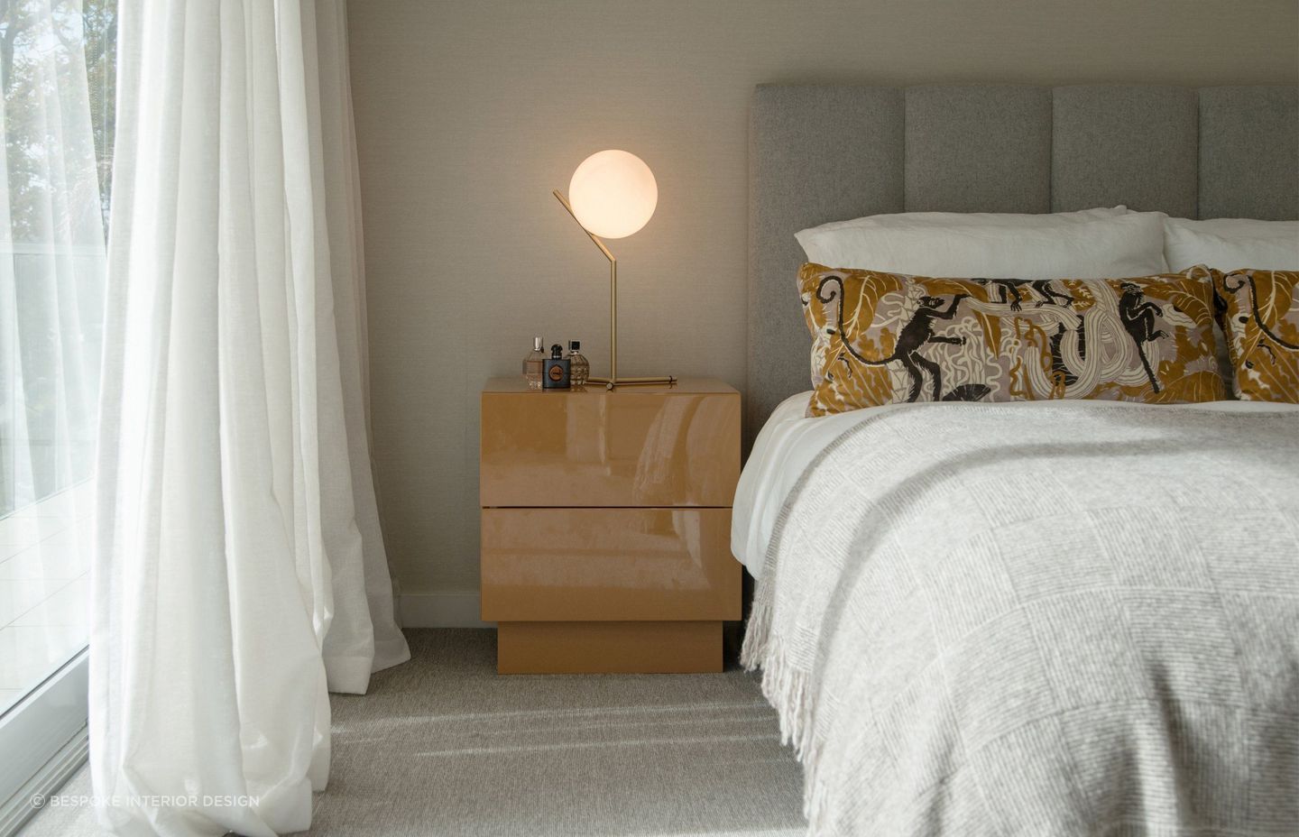 A stylish bedside table, like this featured here in the wonderfully furnished Benson House, provides convenient storage to help keep your bedroom clutter-free.