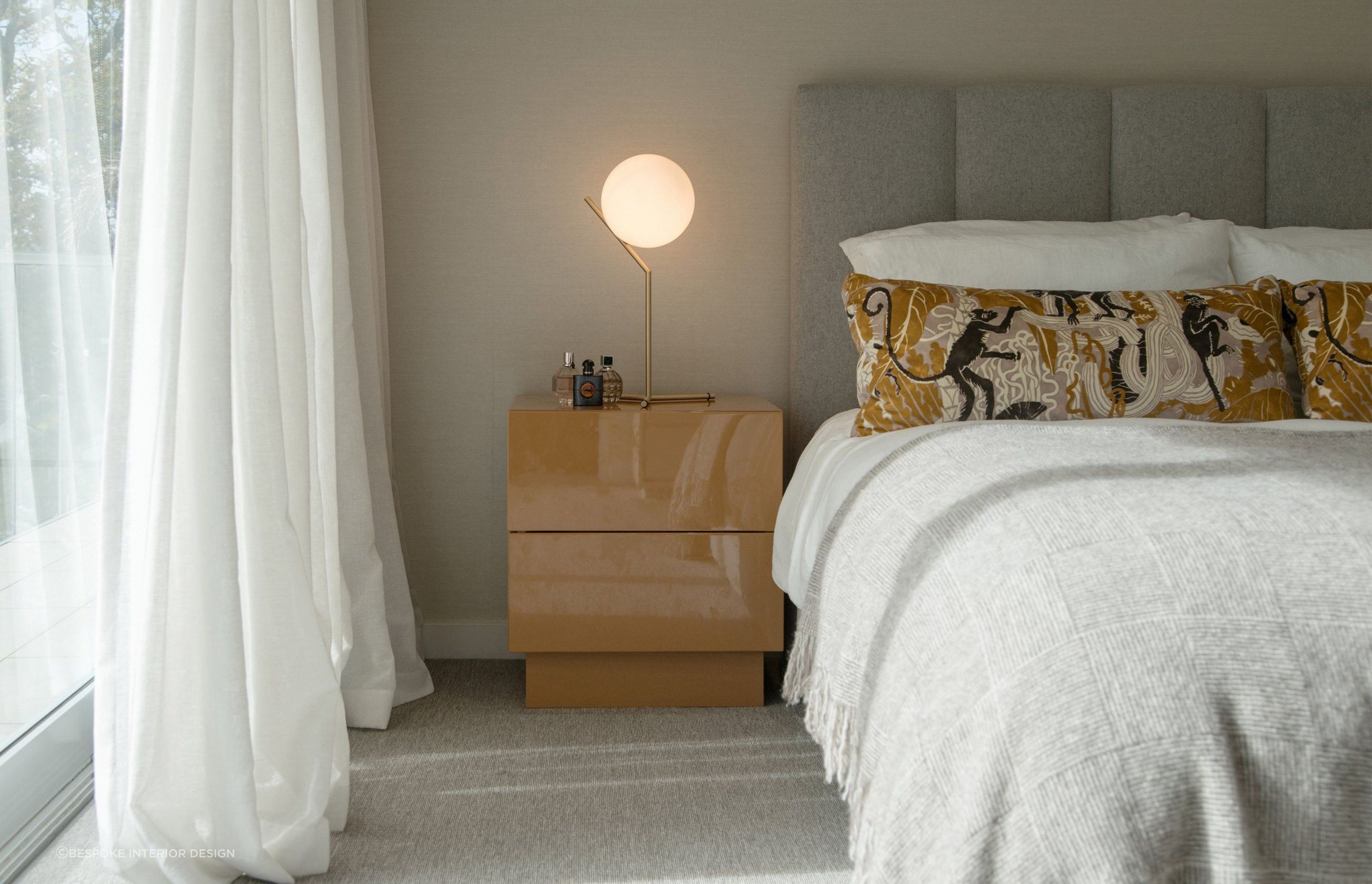 A stylish bedside table, like this featured here in the wonderfully furnished Benson House, provides convenient storage to help keep your bedroom clutter-free.