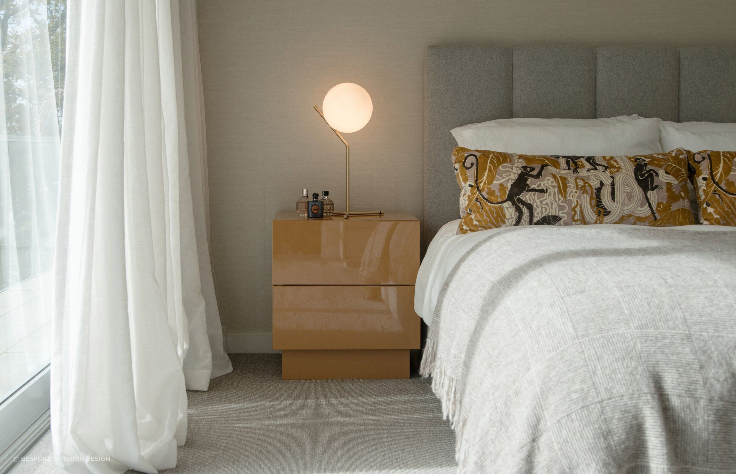 A stylish bedside table, like this featured here in the wonderfully furnished Benson House, provides convenient storage to help keep your bedroom clutter-free.