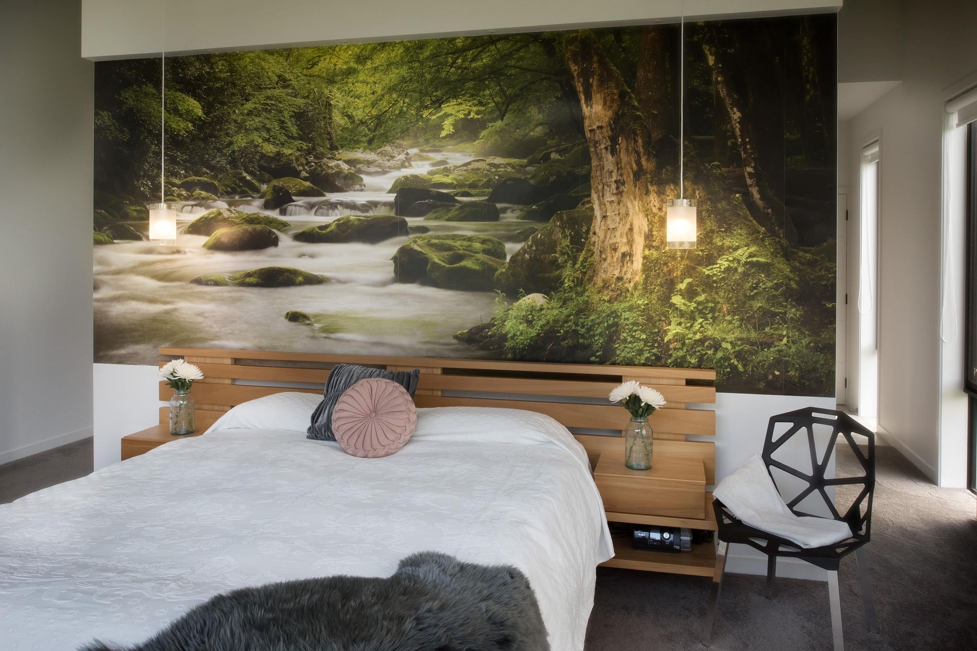 Artistic choices, like this beautiful feature wall in this lovely home in Kerikeri, can personalise your space in a style that is unique to your passions and interests.