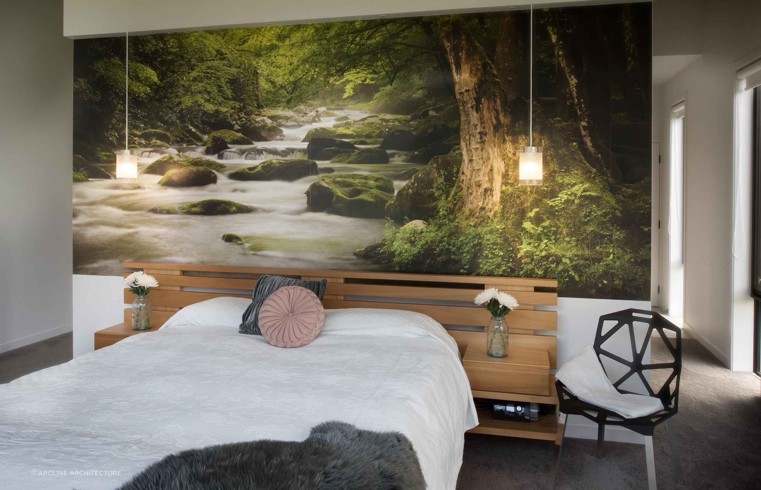 Artistic choices, like this beautiful feature wall in this lovely home in Kerikeri, can personalise your space in a style that is unique to your passions and interests.