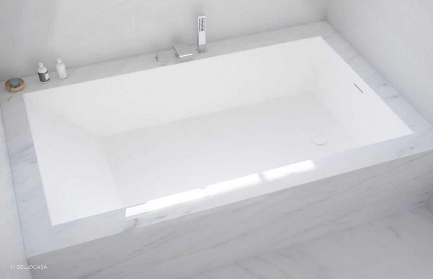 There are many design opportunities in and around built in baths, an exquisite example here featuring the Cube Built-in Bath