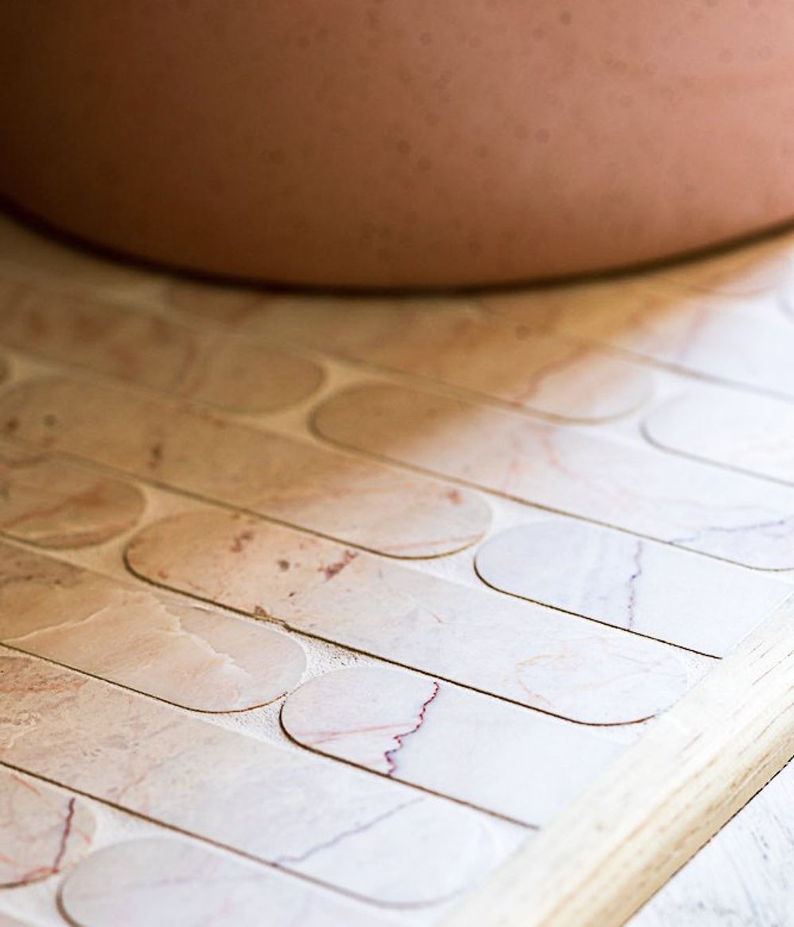 Pez Natural Stone Rosetta mosaic tiles from Perini Tiles were another beautiful addition to this project.