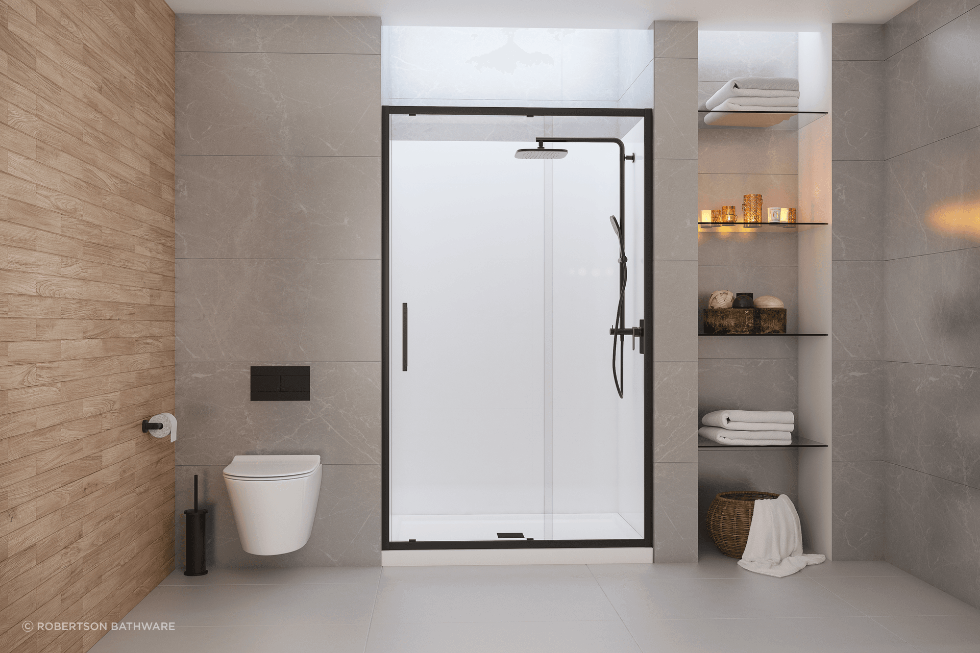 The Evolve Over Height Shower Enclosure with premium fittings for a luxurious showering experience