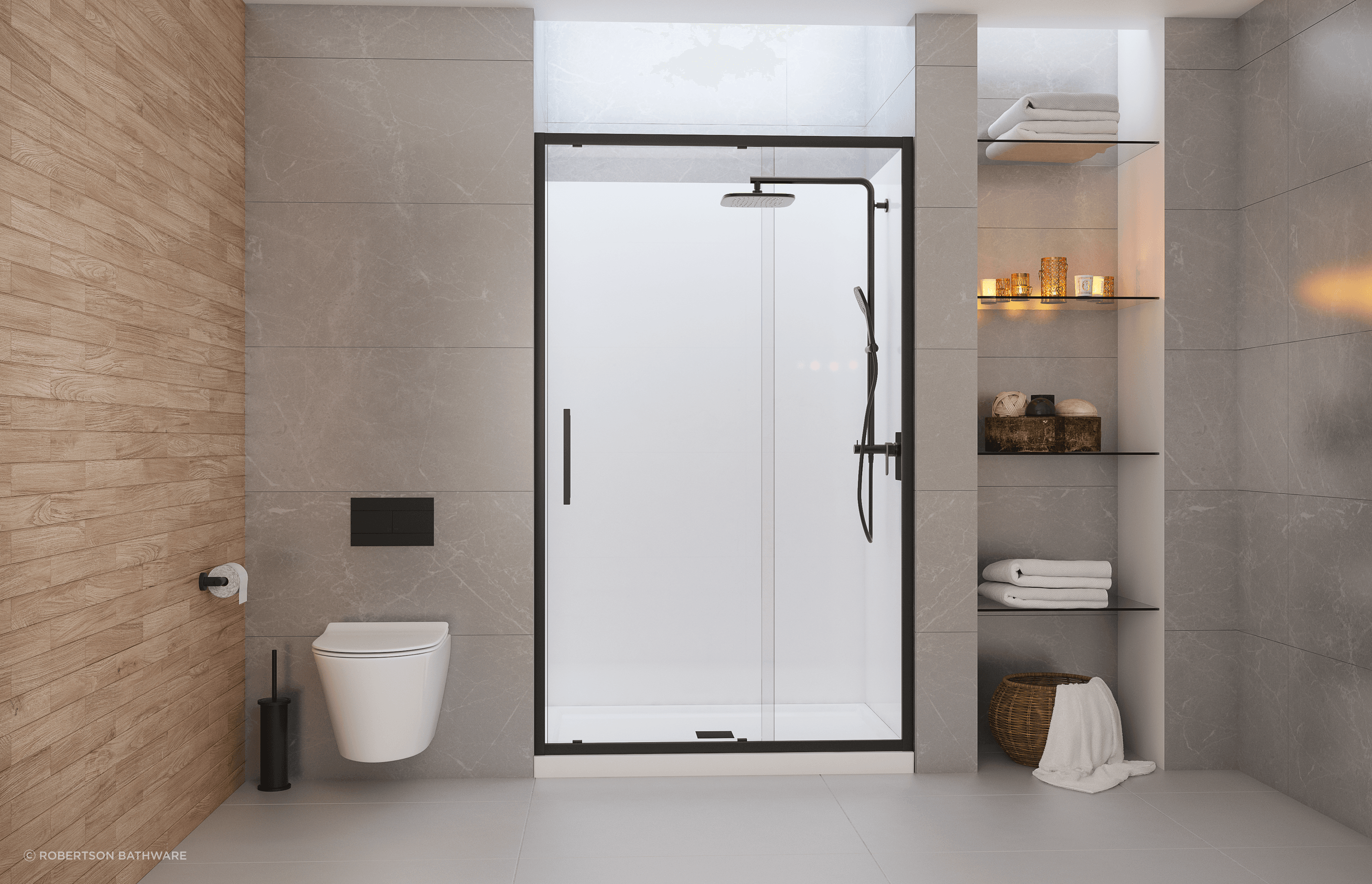 The Evolve Over Height Shower Enclosure with premium fittings for a luxurious showering experience