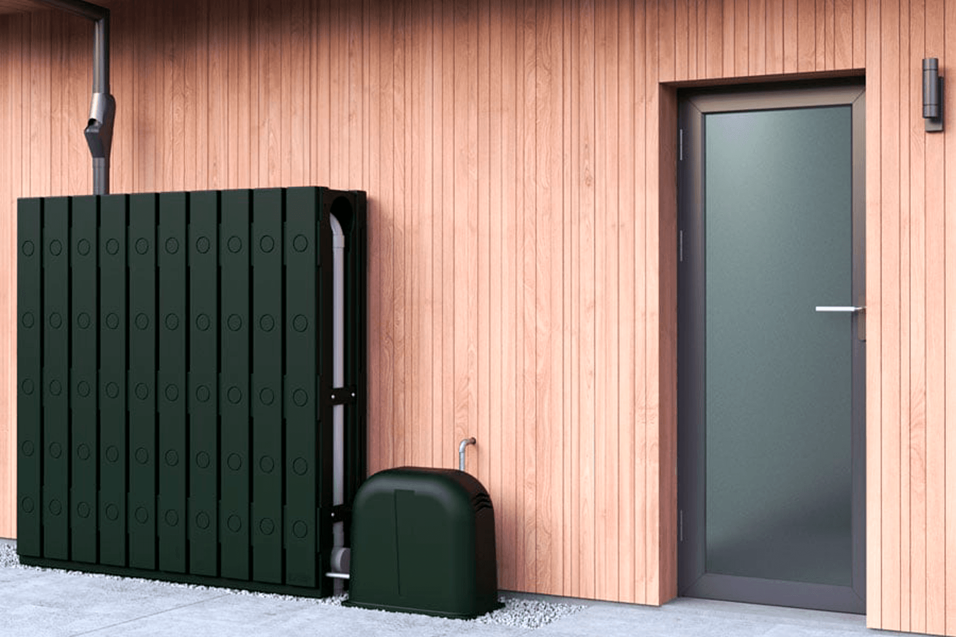 Options like FenceTank™, allow you to have an almost invisible, slimline water resue system that seamlessly blends into a modern home's surroundings.