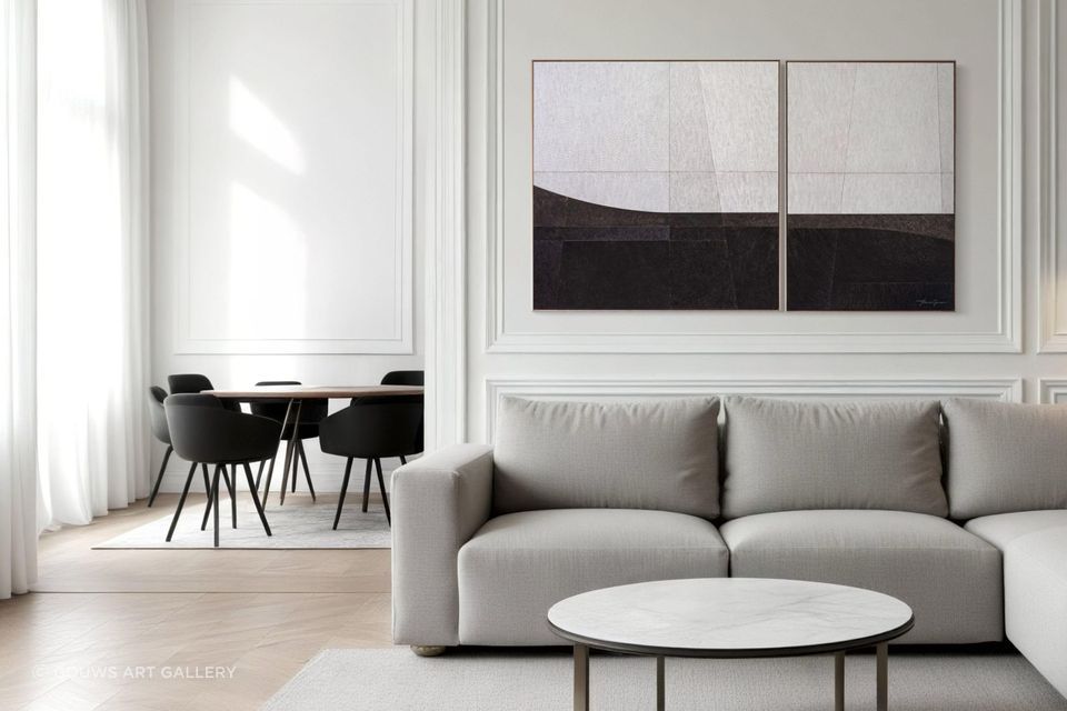 Custom art can seamlessly enhance a space. | Featured artwork: 'Flux' by Thomas Gouws