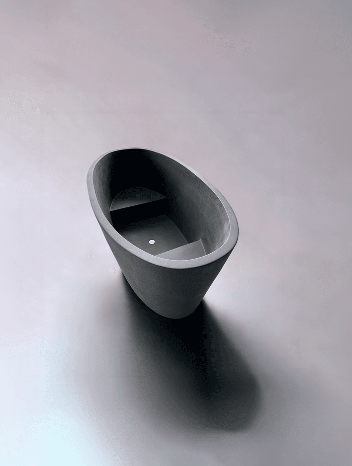 The Hokusai freestanding soaking tub is made with two built-in seats.