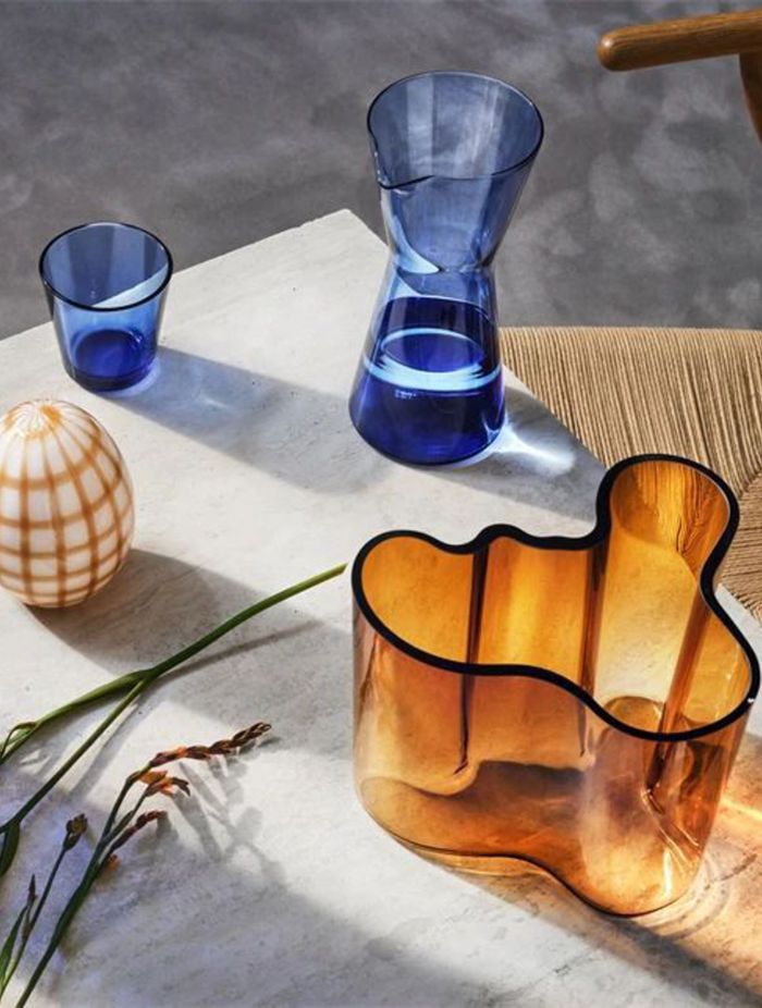Aalvar Aalto vases are crafted in Finland and available in a variety of colours.