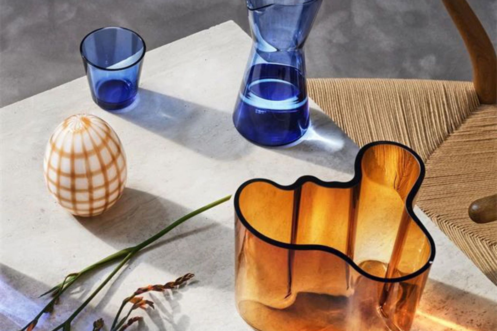 Aalvar Aalto vases are crafted in Finland and available in a variety of colours.