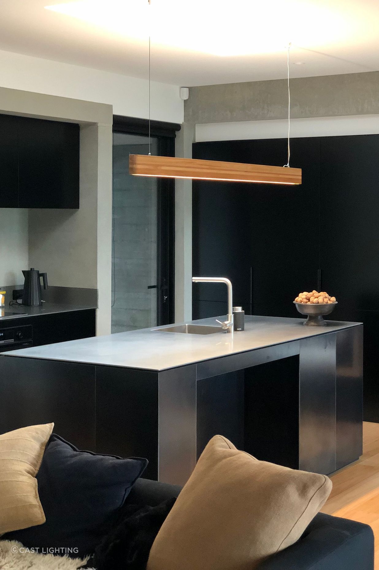 "People want to learn how their lighting is made. It’s an interesting part of my work; showing them what I’m making at the time and then talking over their ideas to see what we can create together." Photo: Strata Timber Pendant Light