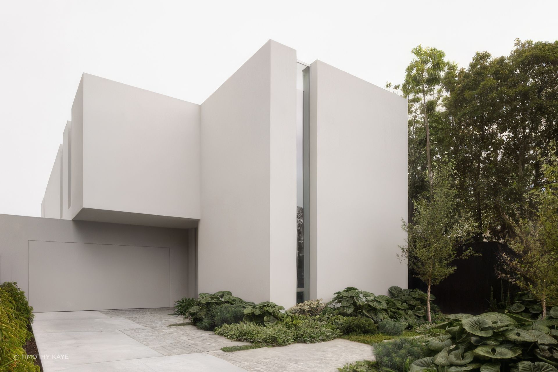 The monolithic form of Hanby Residence appears to grow up from the earth.