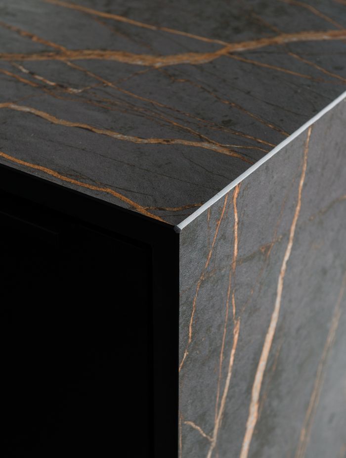 A close-up of the Dekton Laurent benchtop...