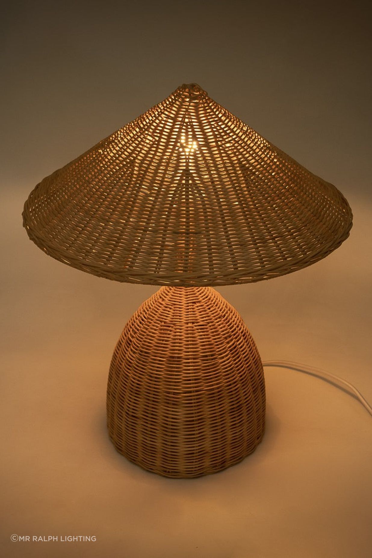 Rattan on rattan styling with the Reims Large Table Lamp with Paris Shade