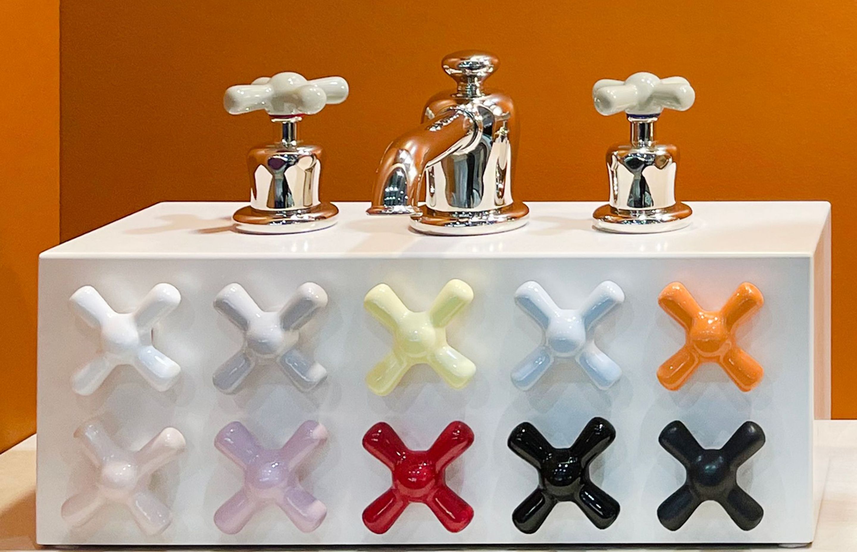 The Rockwell tapware celebrates the joy of colour with gorgeous ceramic handles.