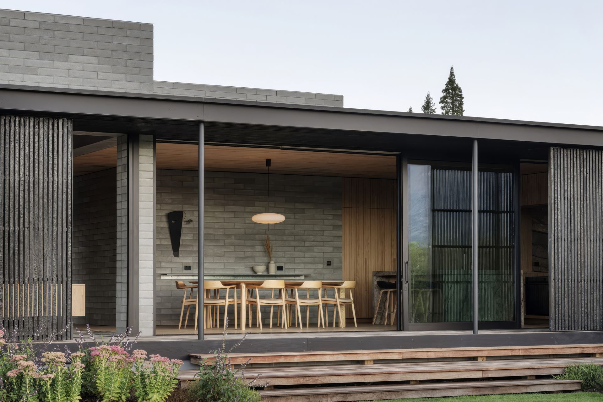 The bricks fit well with the home's neutral, textural palette | Wānaka S.K.I House