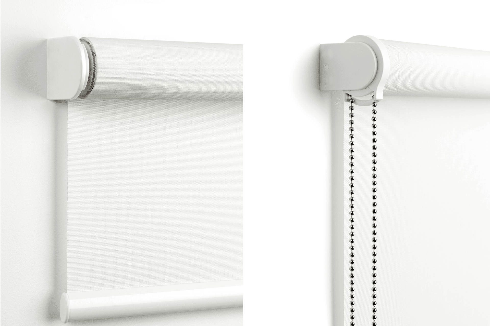 Shade Elements' slim style roller blind brackets are available as motorised or chain-operated.