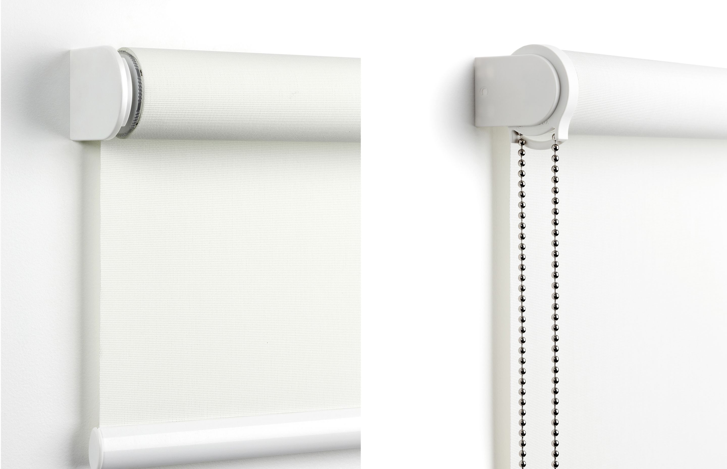 Shade Elements' slim style roller blind brackets are available as motorised or chain-operated.