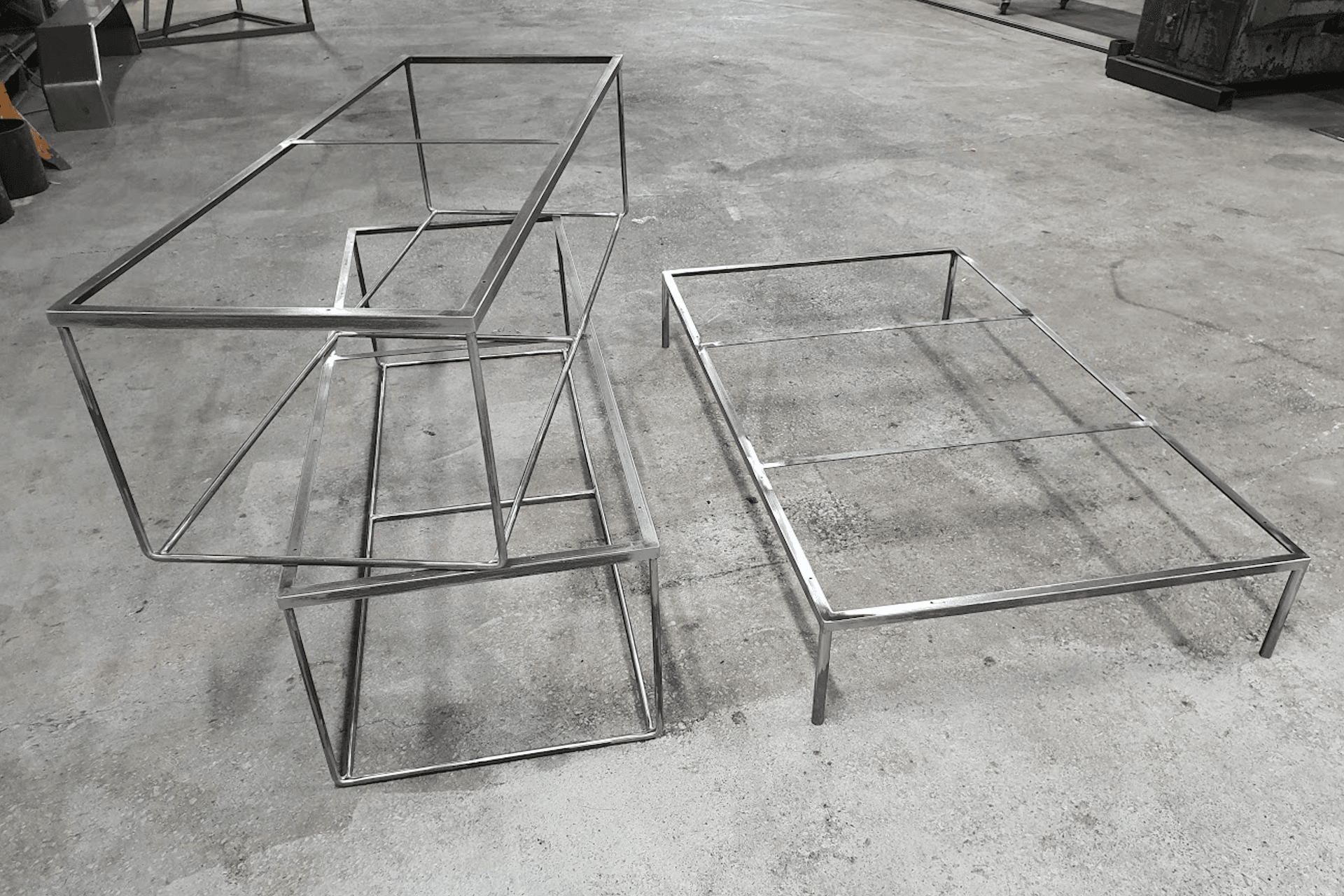 The metal frames for custom ottomans.