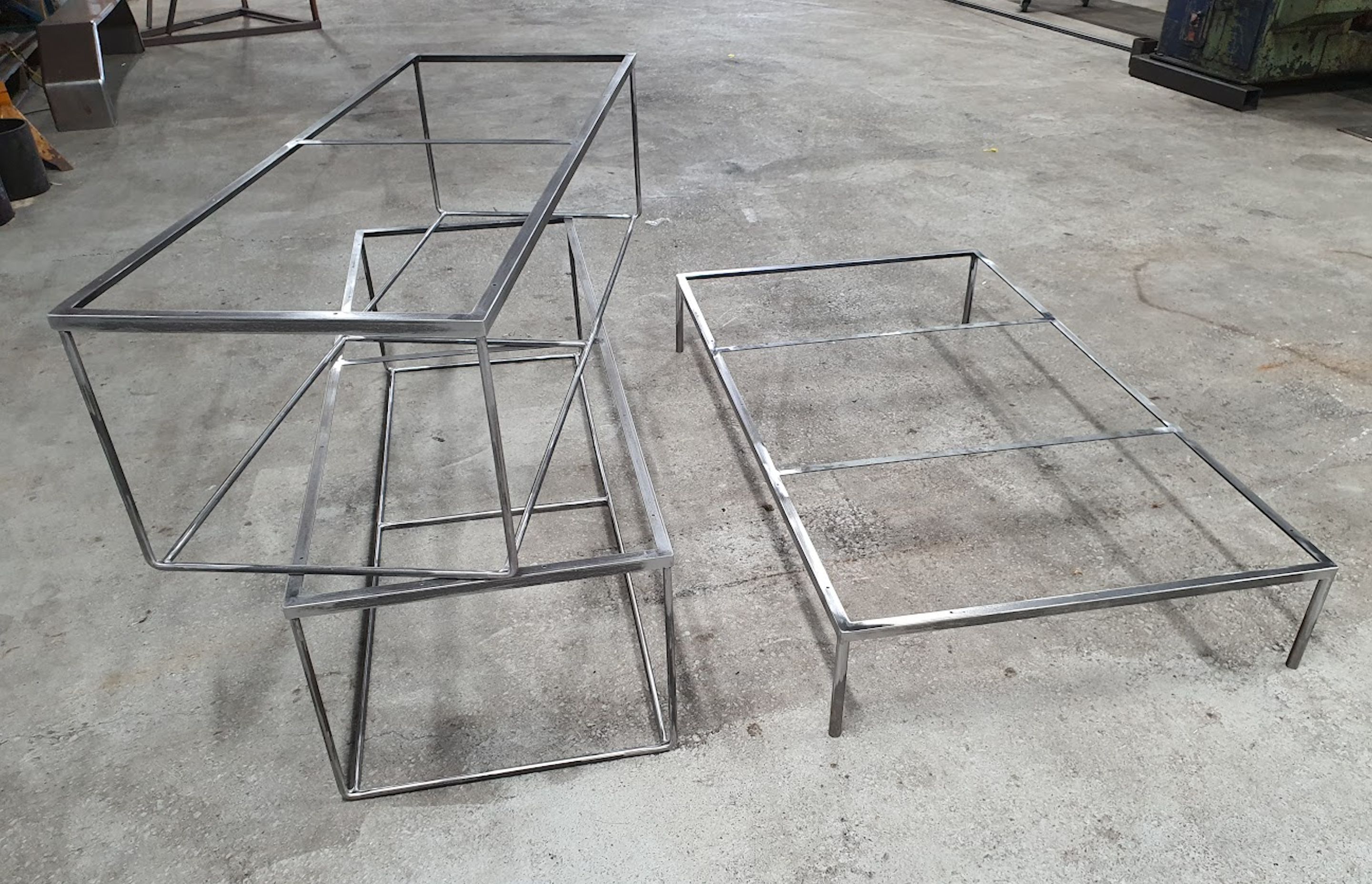 The metal frames for custom ottomans.