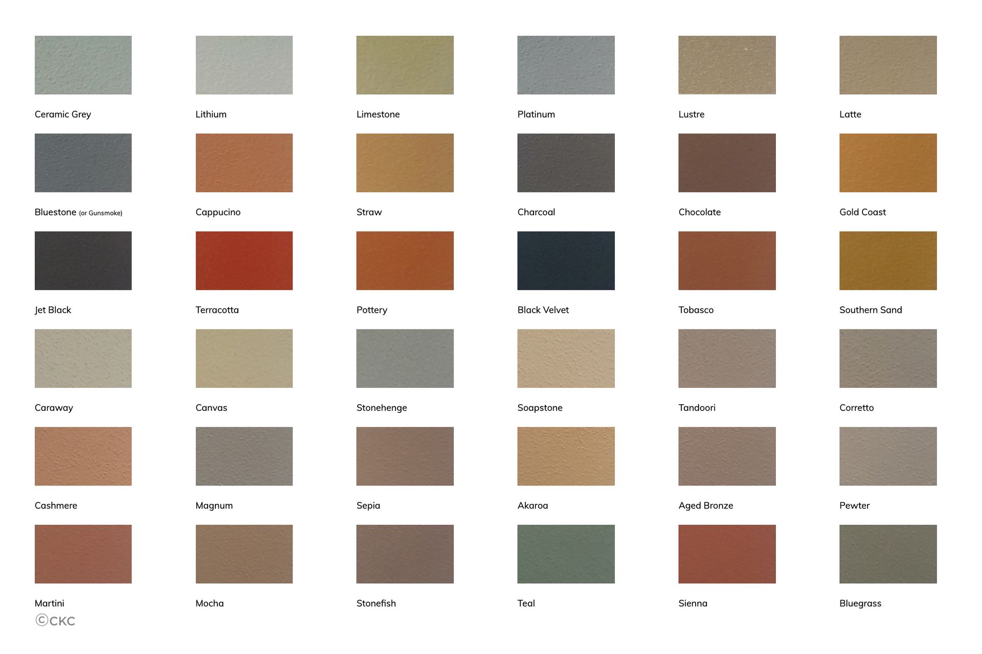 CKC offers a range of 36 colours, including warm tones such as ‘terracotta’ and ‘cashmere’, meditative greens like ‘teal’, and deep shades such as ‘black velvet’.
