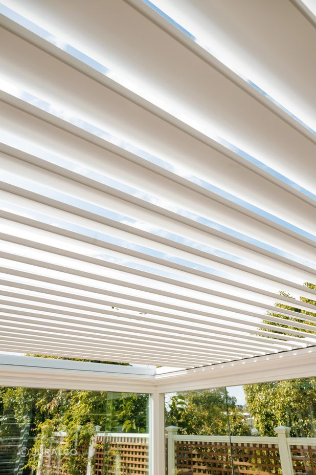 The SunFold's louvres pivot up to 90 degrees.