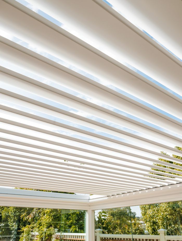 The SunFold's louvres pivot up to 90 degrees.