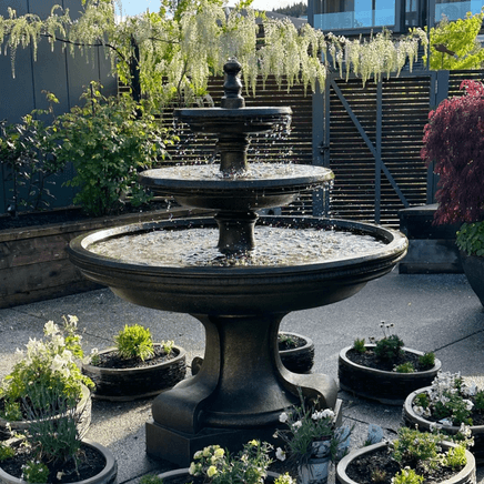 Experience Mediterranean-inspired sculptures, intricate water features and a touch of moss