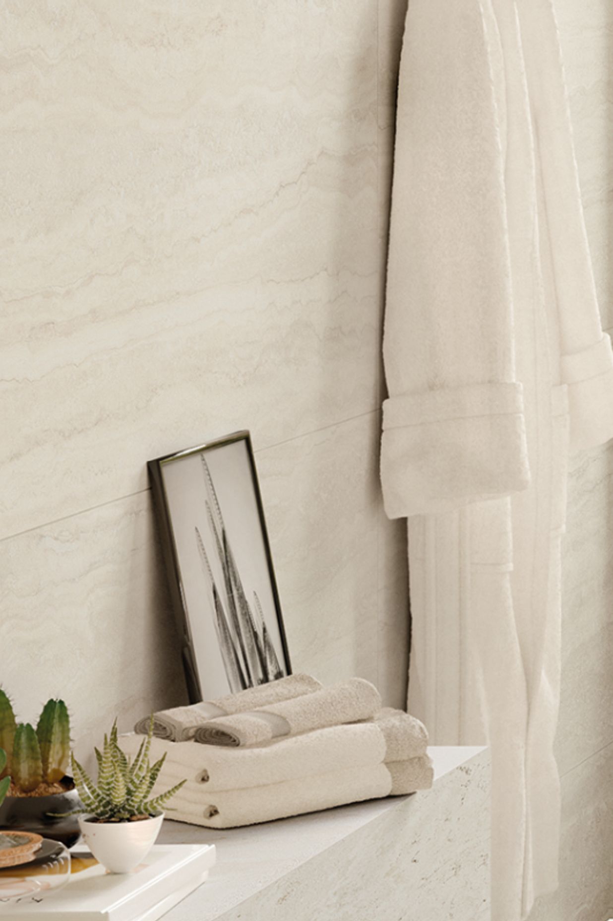 Quantum's Unique Travertine floor and wall tiles are a beautiful porcelain interpretation of the natural stone – its tone and natural matte surface effective in creating a relaxing, spa-like environment.