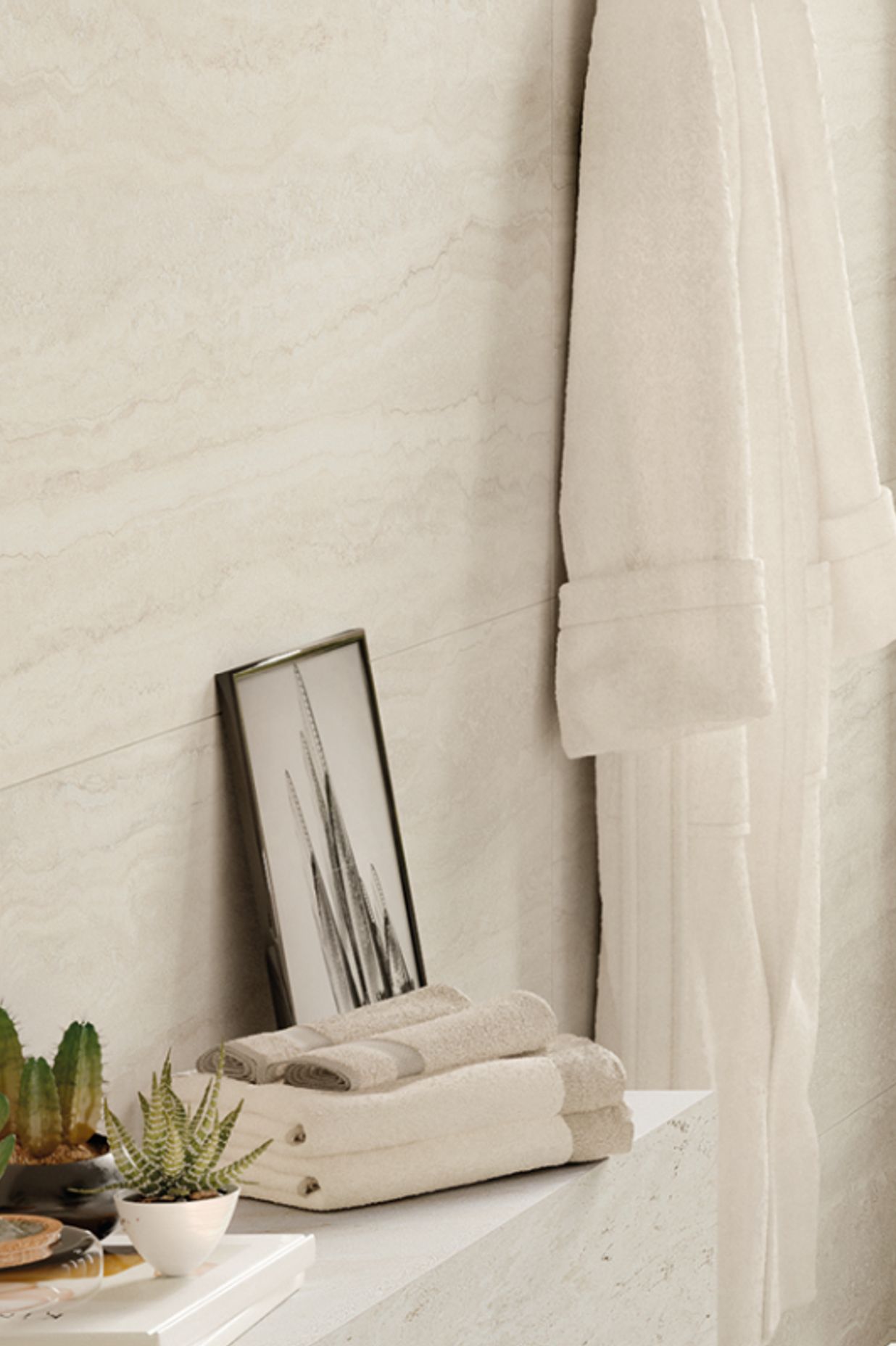 Quantum's Unique Travertine floor and wall tiles are a beautiful porcelain interpretation of the natural stone – its tone and natural matte surface effective in creating a relaxing, spa-like environment.