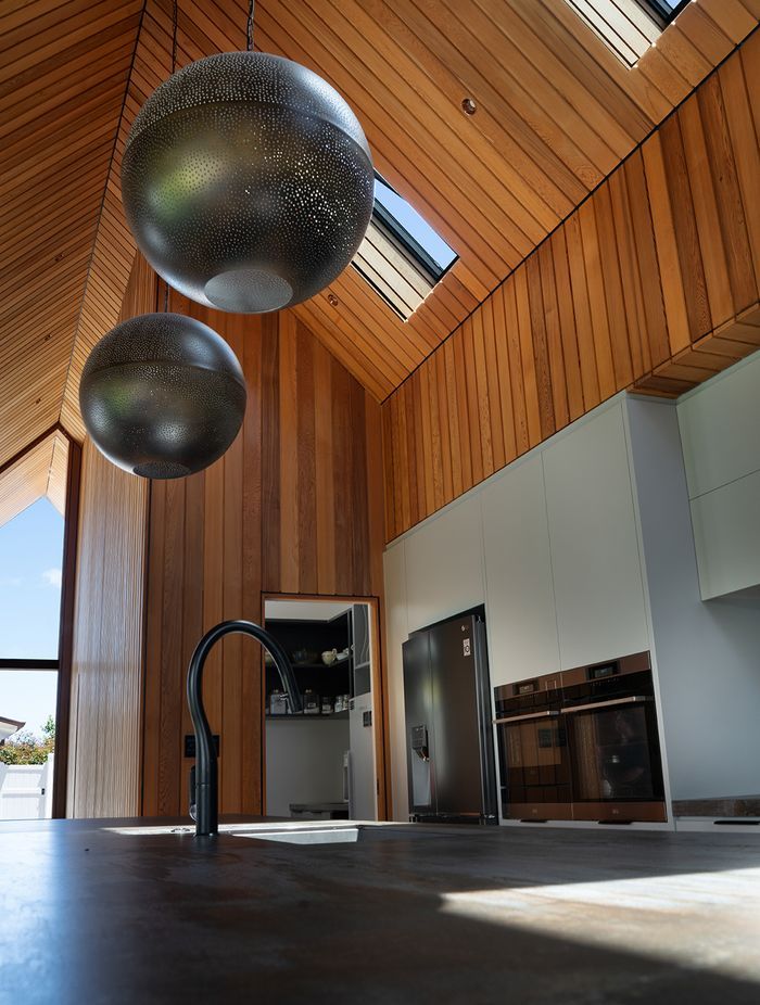 Western red cedar was used extensively throughout both the interior and exterior of the extension.