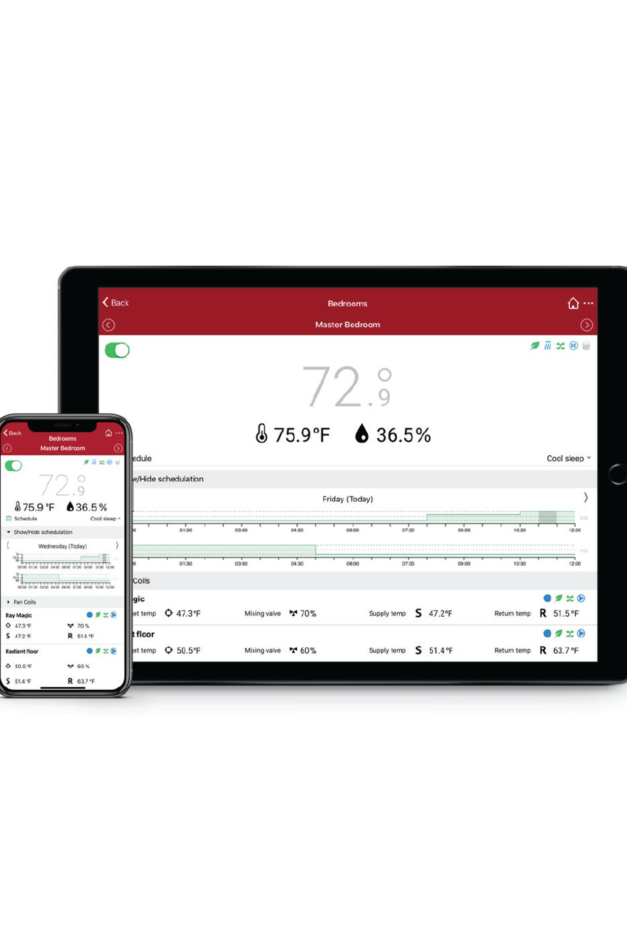 Easily control the temperature of every room in your home from your smart device.