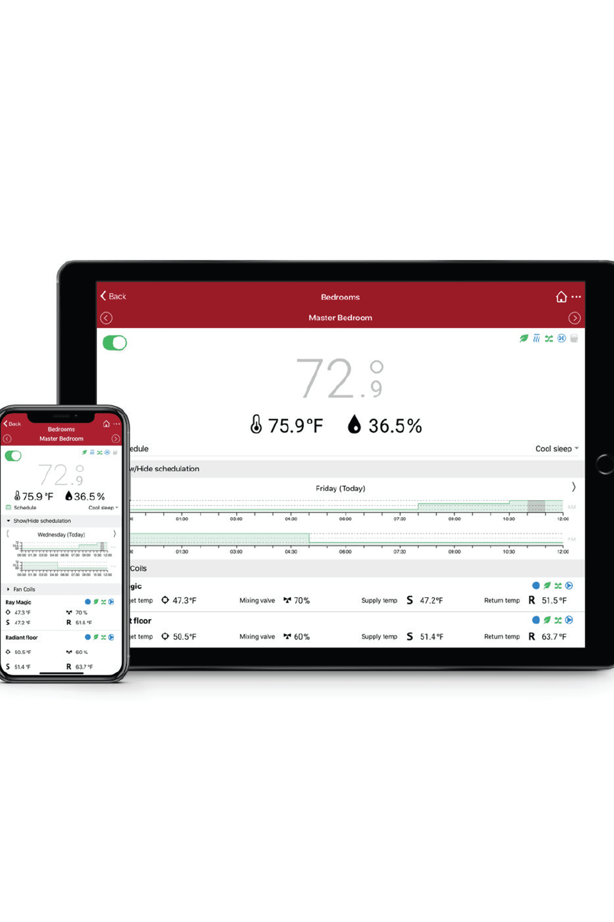 Easily control the temperature of every room in your home from your smart device.