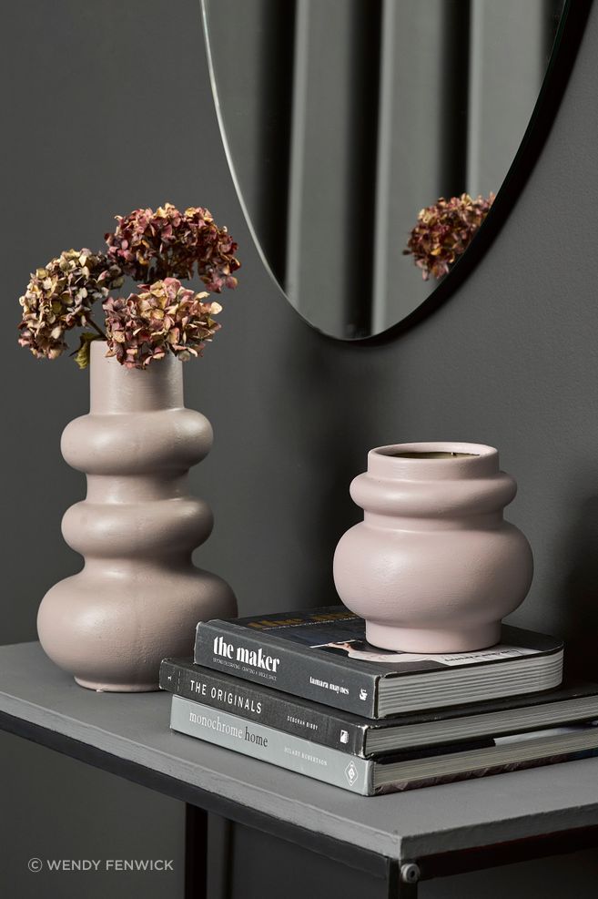 Soft toned vase in Resene Tom Tom - Styling Vanessa Nouwens