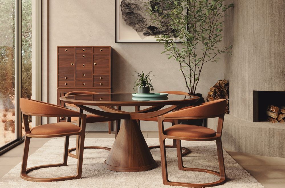 A bit of greenery is a great complement to a naturally warm furnishing like the Vasco Table.