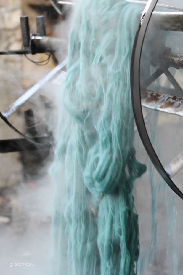 The yarn spinning, carding and washing processes employ a large industry of cottage-based artisans, keeping the handmade art form as pure and traditional as possible.