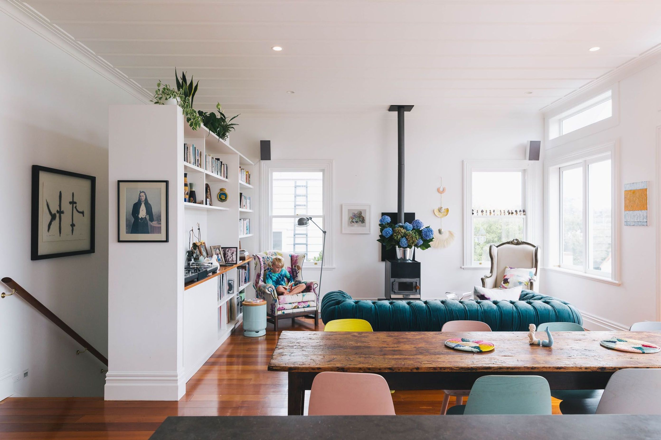 Vibrant colours, vintage furnishings and expressive decor typify eclectic styling, superbly realised in this Western Springs residence.