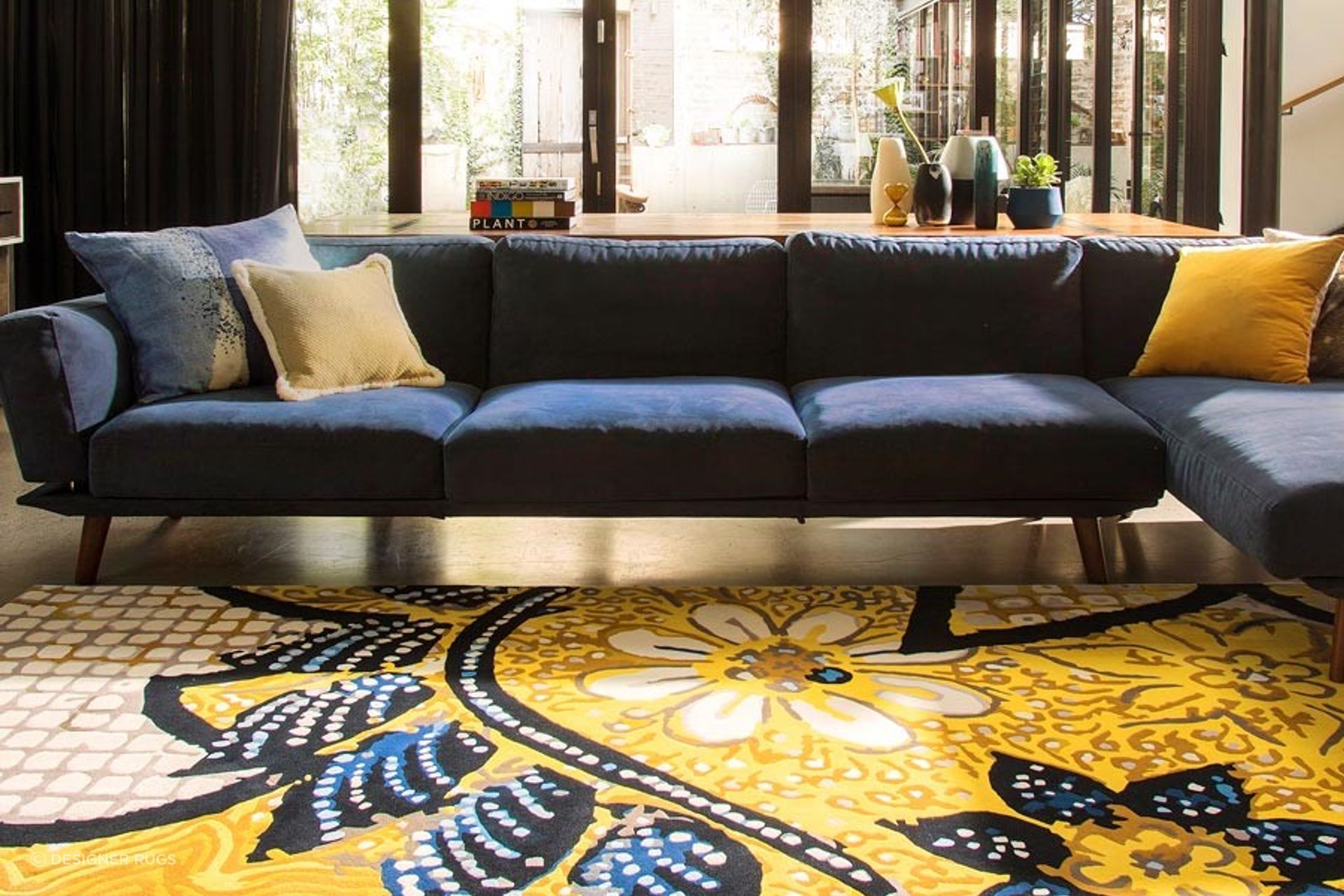 A statement rug like the Wishing Well is a great choice for a large room