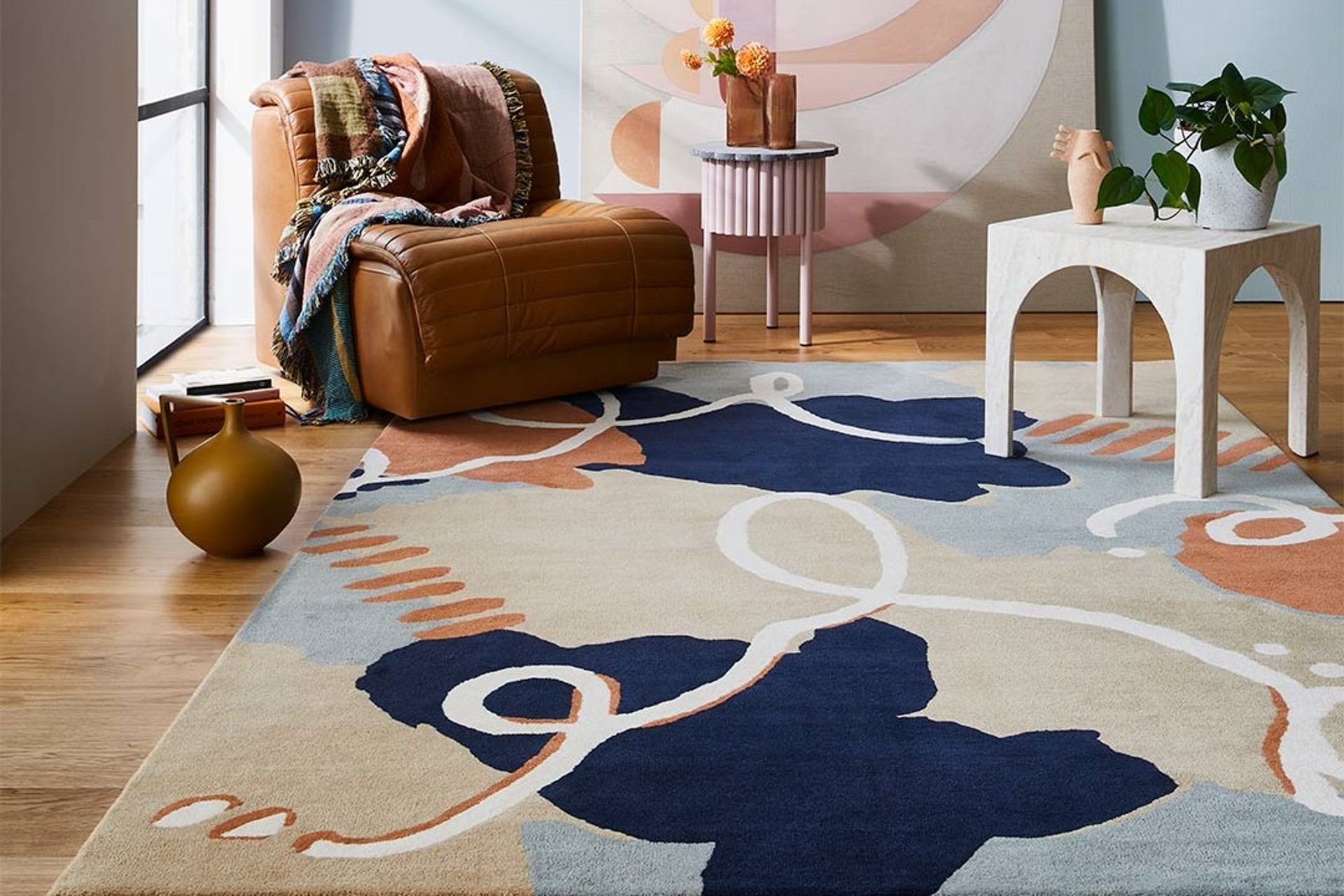 The on-trend Palette Blue/Brown Rug is a great example of the different rug styles that are available to homeowners in Australia