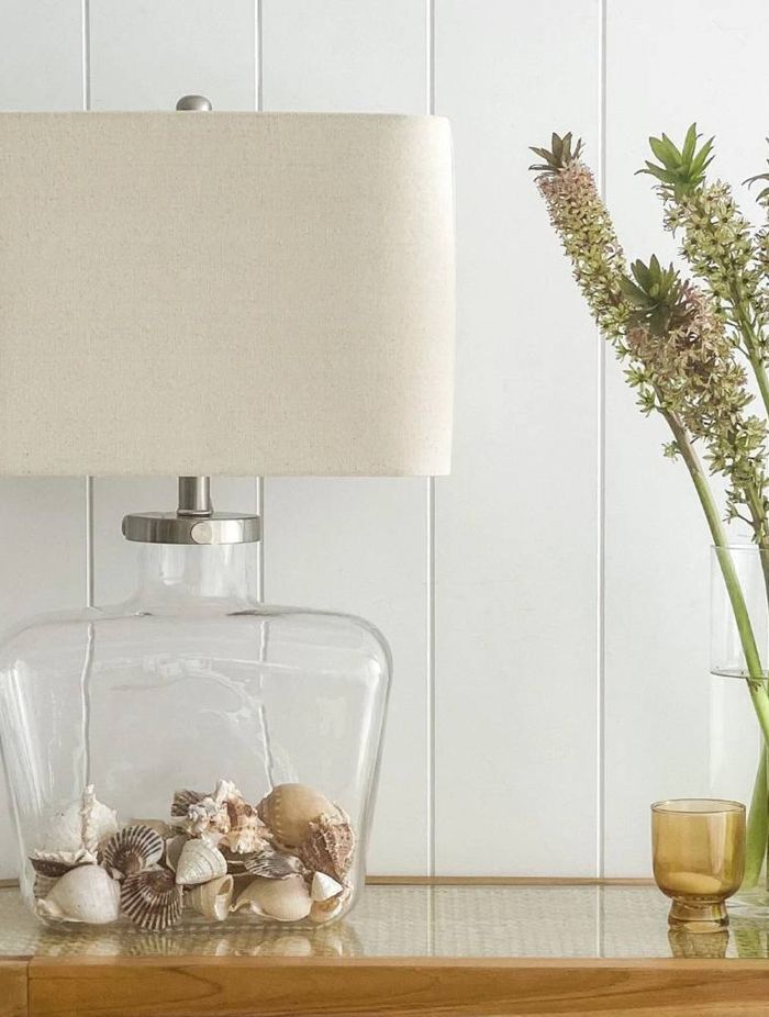 OneWorld Collection - Fillable Bottle Lamp with Linen Shade