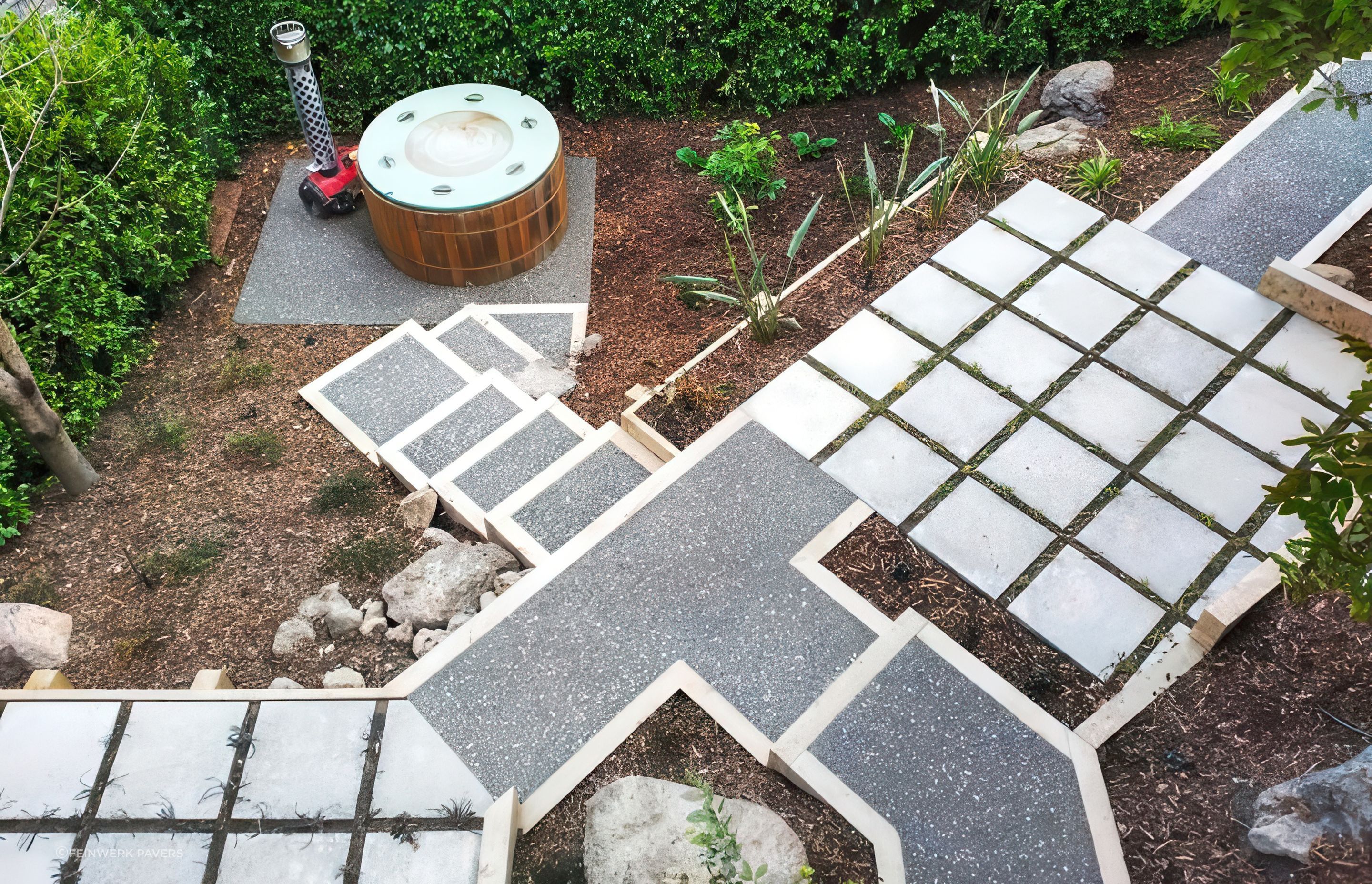 “We had a group of landscapers who were aging and they wanted a product that was easier to lay; by the time a landscaper is in their forties, they’ve done some pretty hard work! We took the technology used to make fibre-reinforced concrete for the civil industry and applied it to paving manufacturing and went from there.”