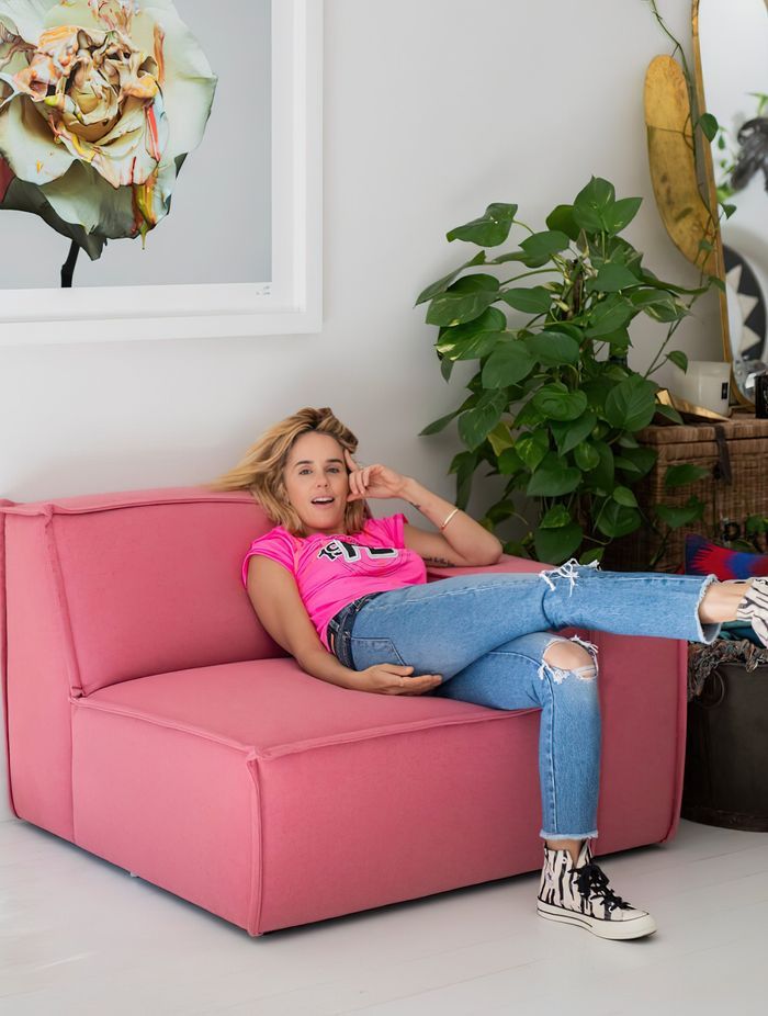 Pip’s street-meets-luxe style has driven the development of her brand, PE Nation, and it’s a style that resonates with Harbro. “We believe that designer furniture should elevate the look of your home, but also invite you to put your feet up.”