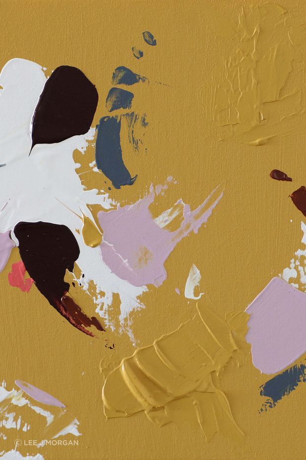 'Burst of Sunshine' is a small original textured abstract artwork by Lee J Morgan.