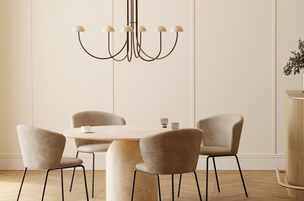 The Dussa Chandelier shows how a lighting fixture can intrigue and interest in a dining room.