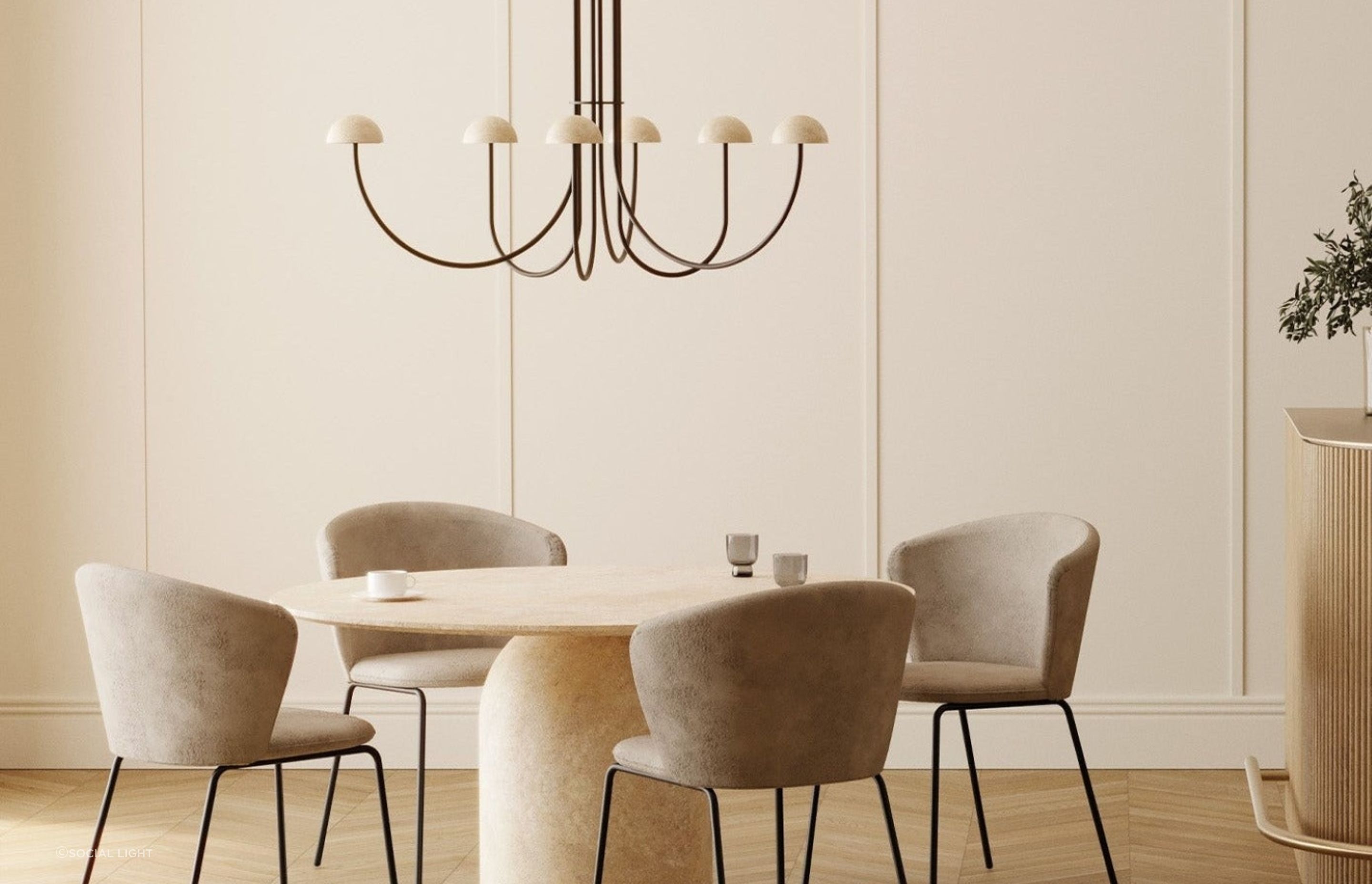 The Dussa Chandelier shows how a lighting fixture can intrigue and interest in a dining room.